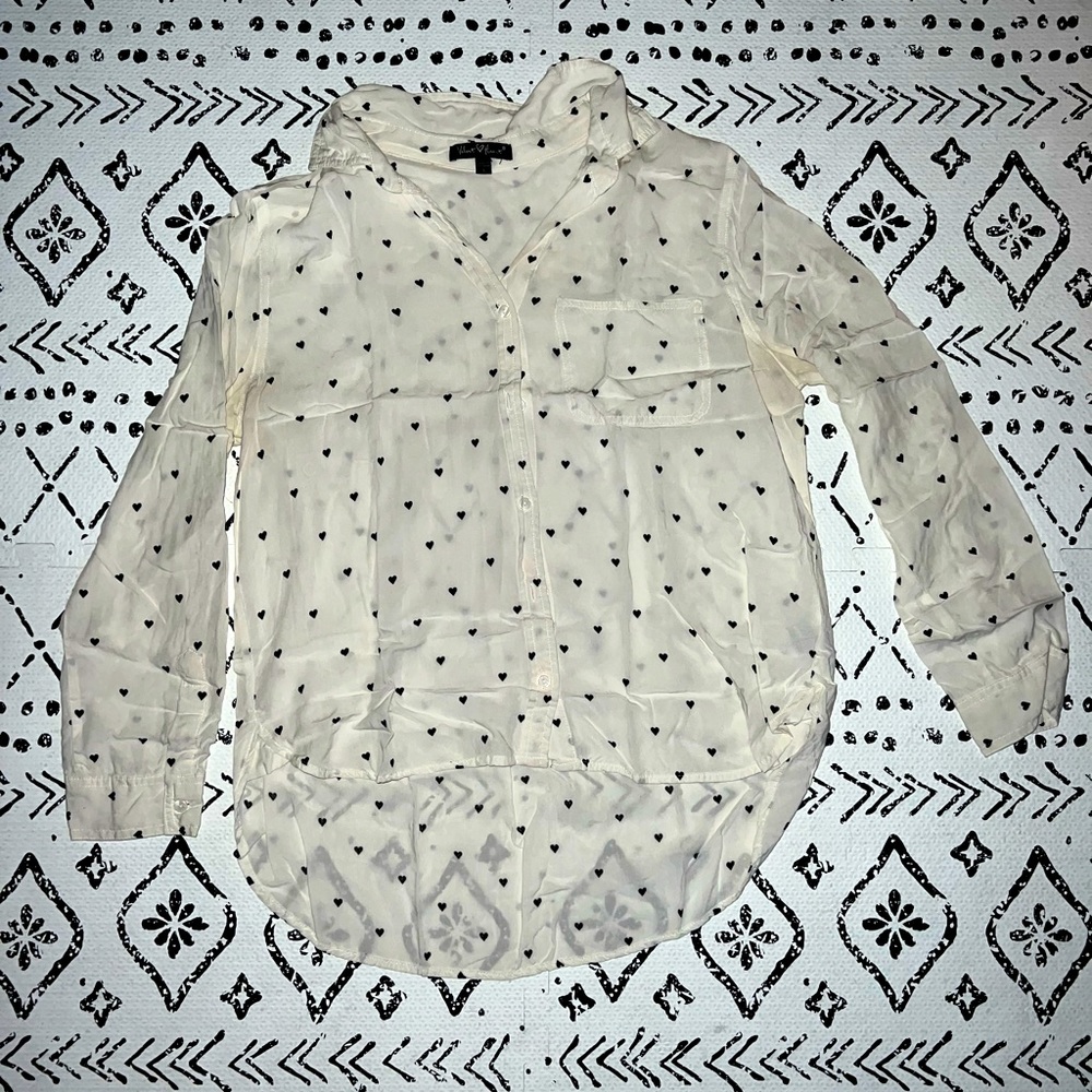 Mini Hearts Button Down Blouse